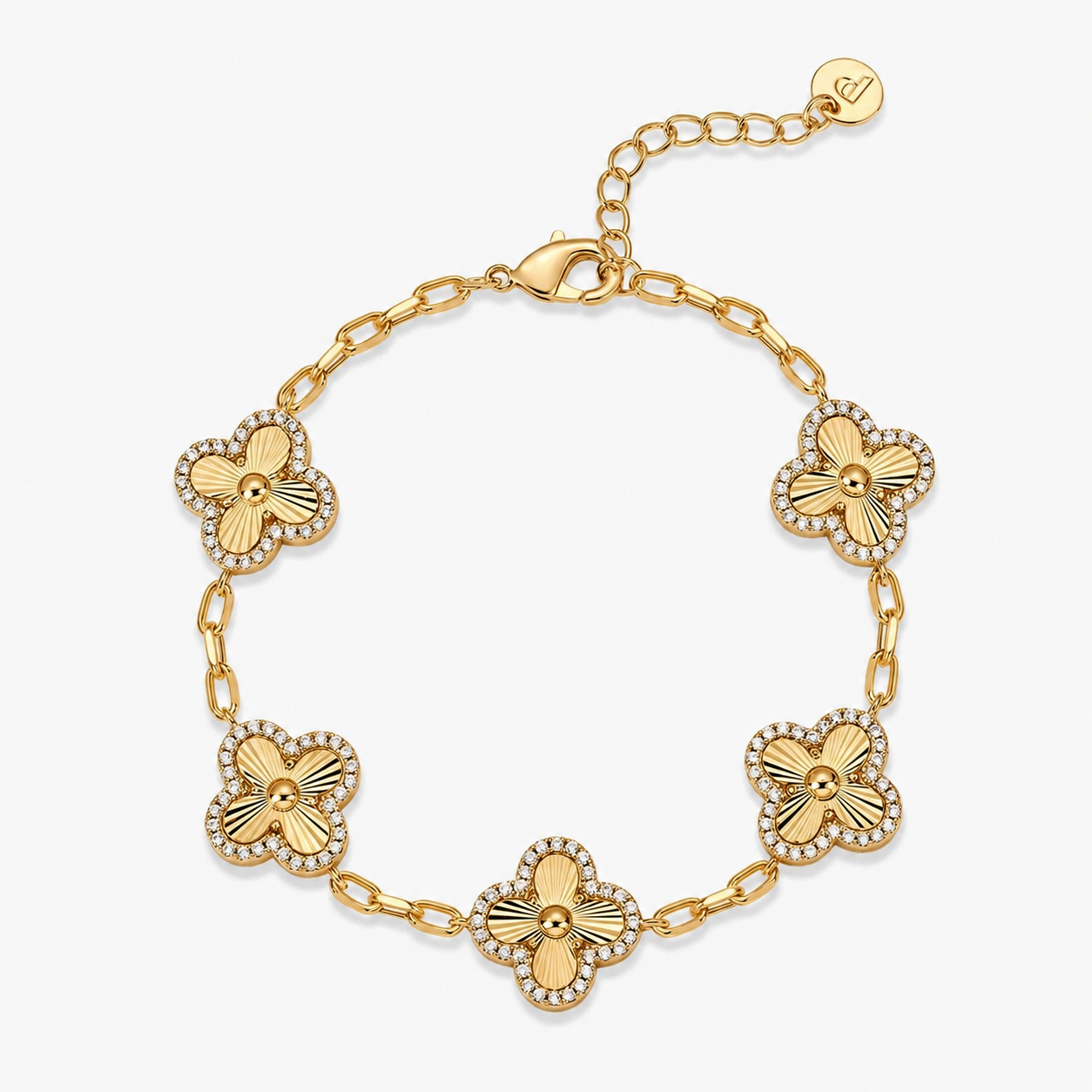 14K Gold Clover Bracelet