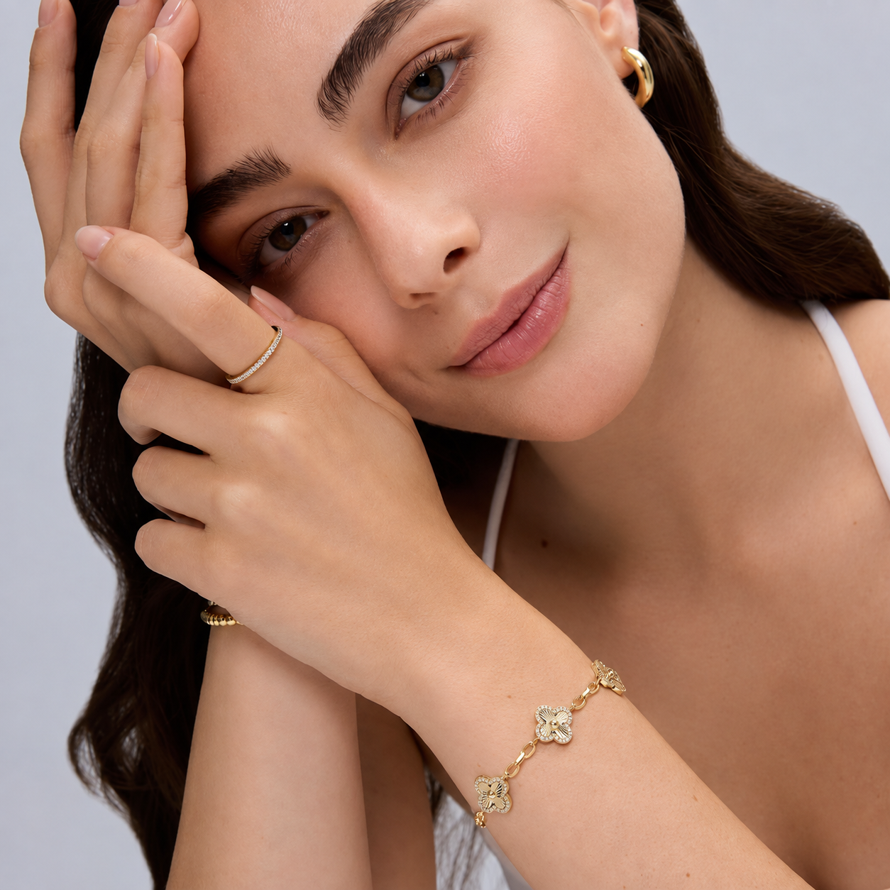 14K Gold Clover Bracelet
