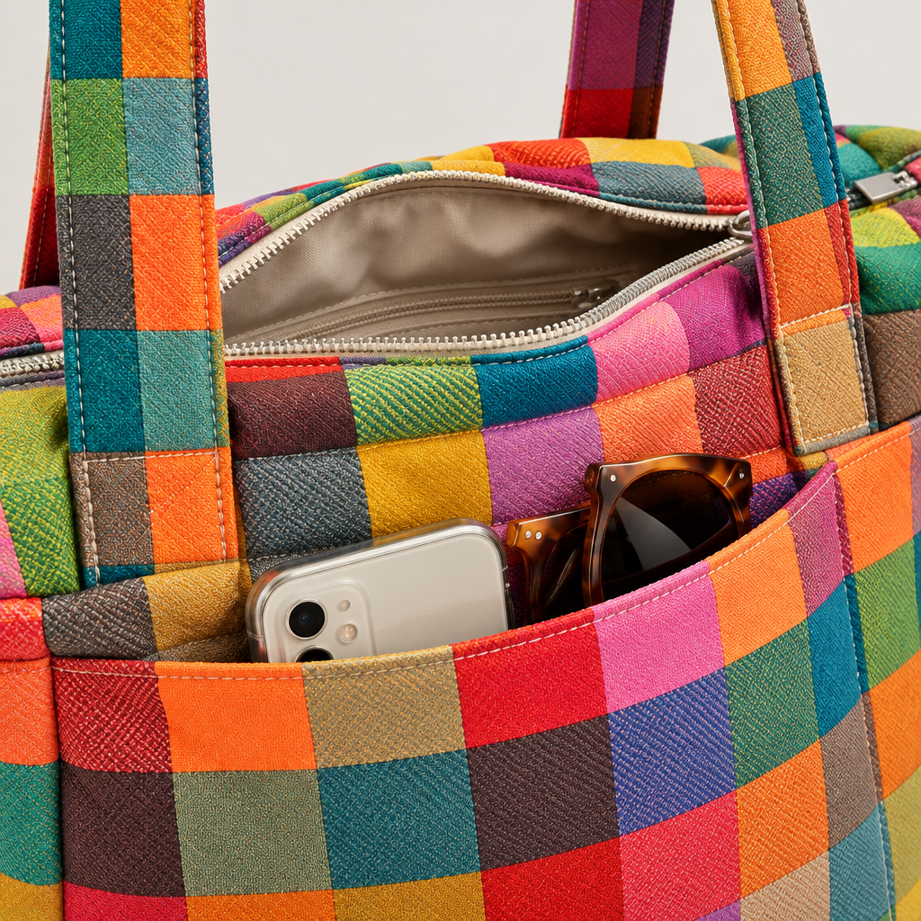 The Dopamine Tote zip and pocket detail