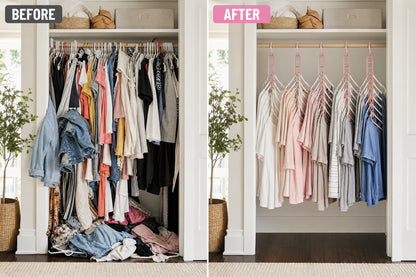 Ginza Smart Hangers before and after closet